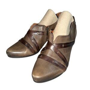 Pikolinos Womens Brown Leather Heeled Ankle Shoes Size 40 With Side Zipper Closu